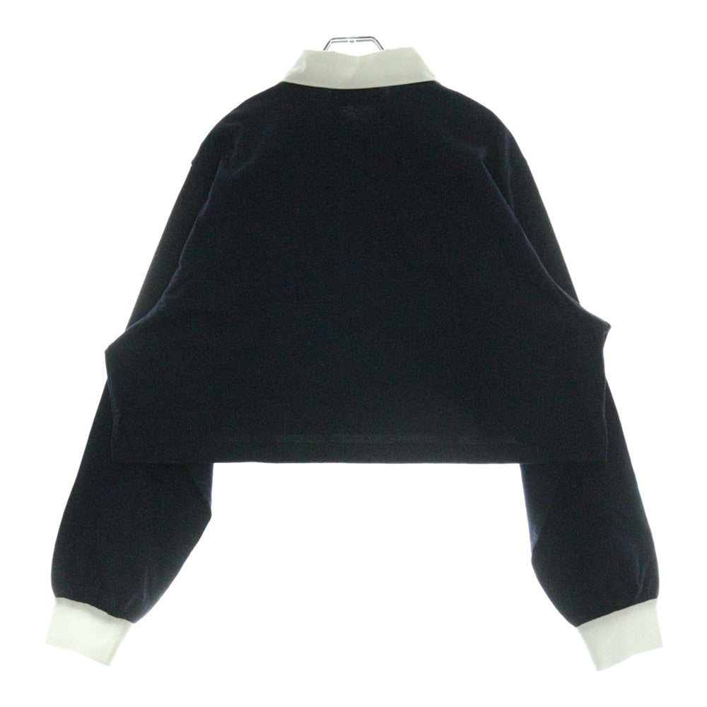 PRADA(プラダ) 24SS 長袖ポロ ジャージーポロシャツ クロップド ネイビー#S 14LX F0008