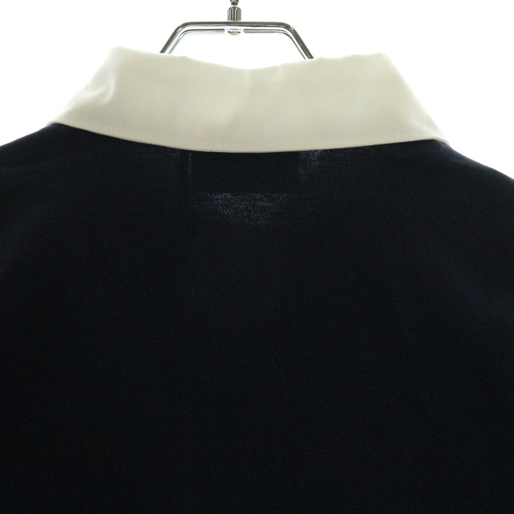 PRADA(プラダ) 24SS 長袖ポロ ジャージーポロシャツ クロップド ネイビー#S 14LX F0008