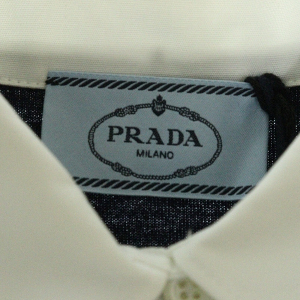 PRADA(プラダ) 24SS 長袖ポロ ジャージーポロシャツ クロップド ネイビー#S 14LX F0008