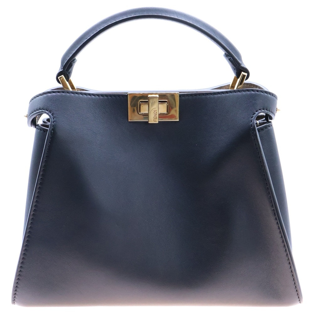 FENDI(フェンディ) ピーカブー エッセンシャリー 2WAYバッグ ハンドバッグ ショルダーバッグ ブラック レザーゴールド金具 8BN302