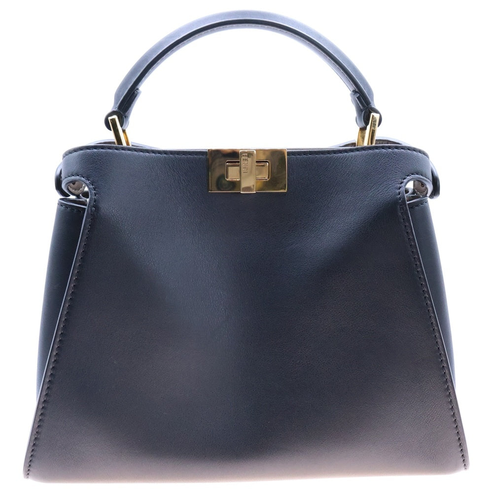 FENDI(フェンディ) ピーカブー エッセンシャリー 2WAYバッグ ハンドバッグ ショルダーバッグ ブラック レザーゴールド金具 8BN302