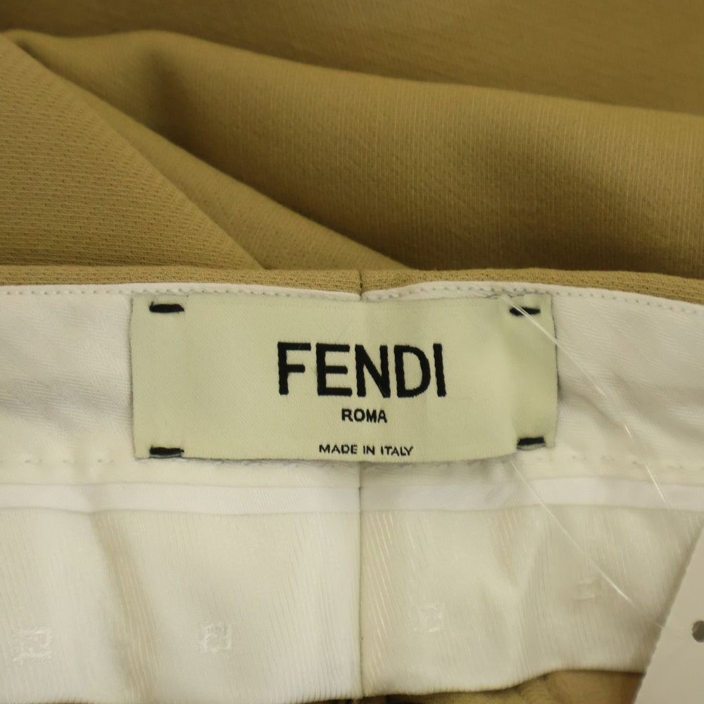 FENDI(フェンディ) ハイウエスト ワイドスラックス ベージュ ウール
