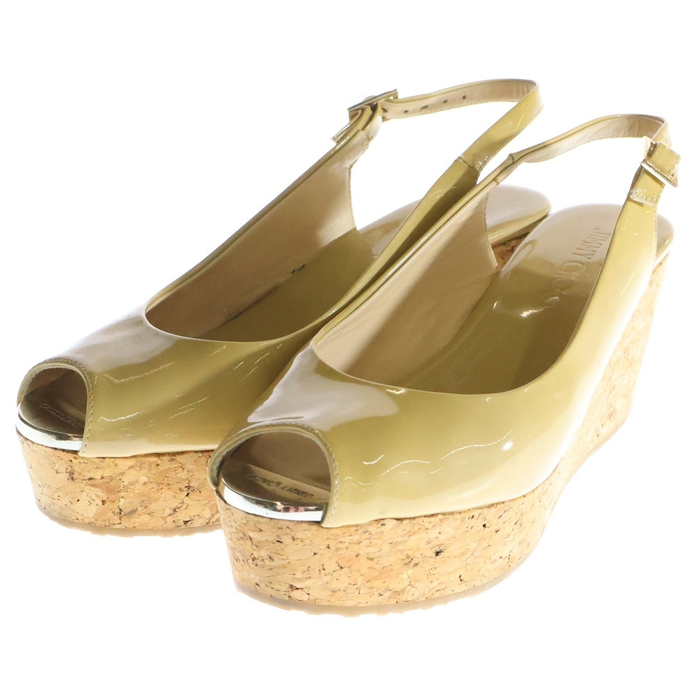 JIMMY CHOO(ジミーチュウ) ウェッジサンダル 厚底 シューズ イエロー エナメル 37 レディース