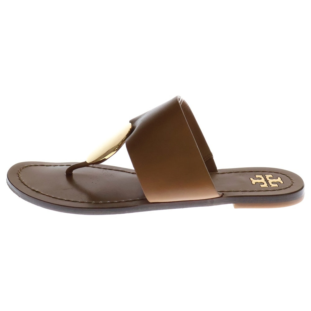 TORY BURCH(トリー バーチ) フラットサンダル レザー シューズ ブラウン ゴールド金具 7M