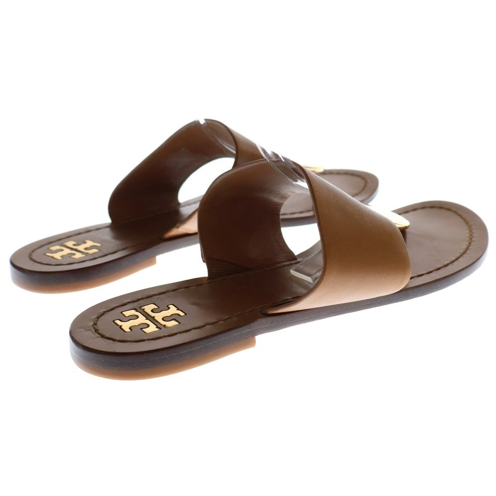 TORY BURCH(トリー バーチ) フラットサンダル レザー シューズ ブラウン ゴールド金具 7M