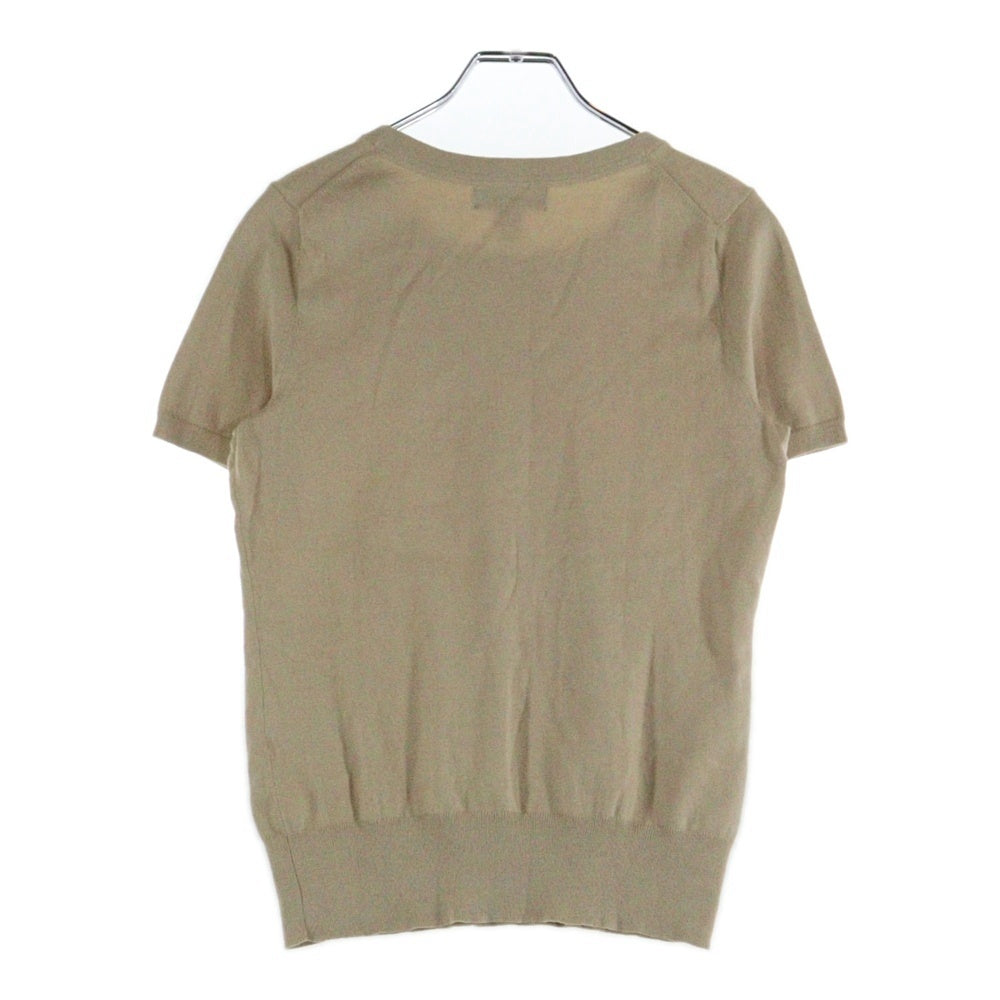 LANDS END(ランズエンド) LANDS'END ランズエンド コットンニット 半袖 クルーネック トップス ベージュ レディース