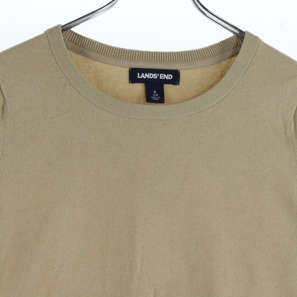 LANDS END(ランズエンド) LANDS'END ランズエンド コットンニット 半袖 クルーネック トップス ベージュ レディース