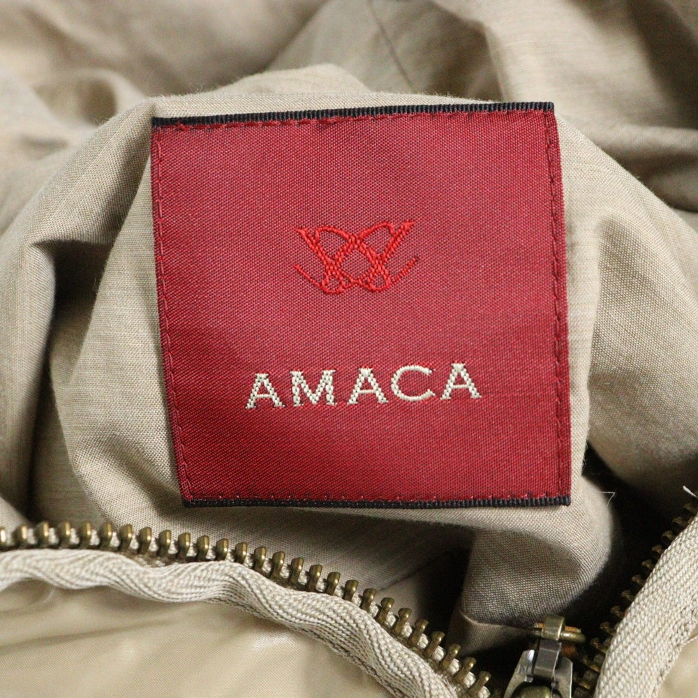 AMACA(アマカ) ナイロン ファーナイロンダウンコート ベージュ 〇