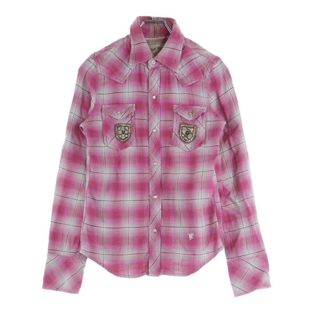 FLASH REPORT(フラッシュリポート) 長袖ネルシャツ チェックシャツ ピンク 〇