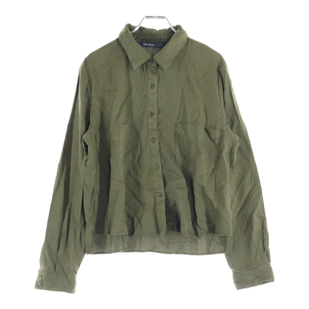 ZARA(ザラ) ZARA ザラ クロップド ショート丈 ロングスリーブ 長袖シャツ カーキ レディース