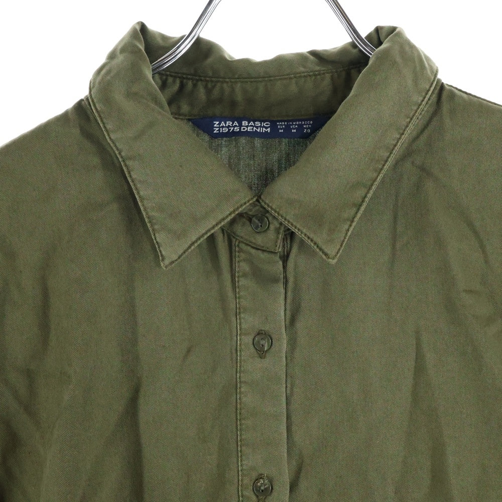 ZARA(ザラ) ZARA ザラ クロップド ショート丈 ロングスリーブ 長袖シャツ カーキ レディース