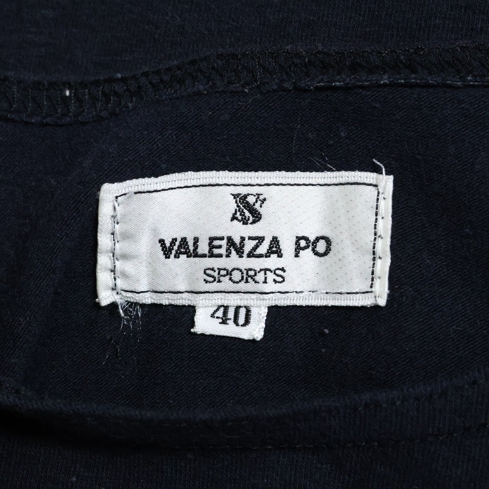 VALENZA PO(ヴァレンザポー) ワンポイントロゴ刺繍 クルーネック 半袖Tシャツ カットソー ネイビー レディース