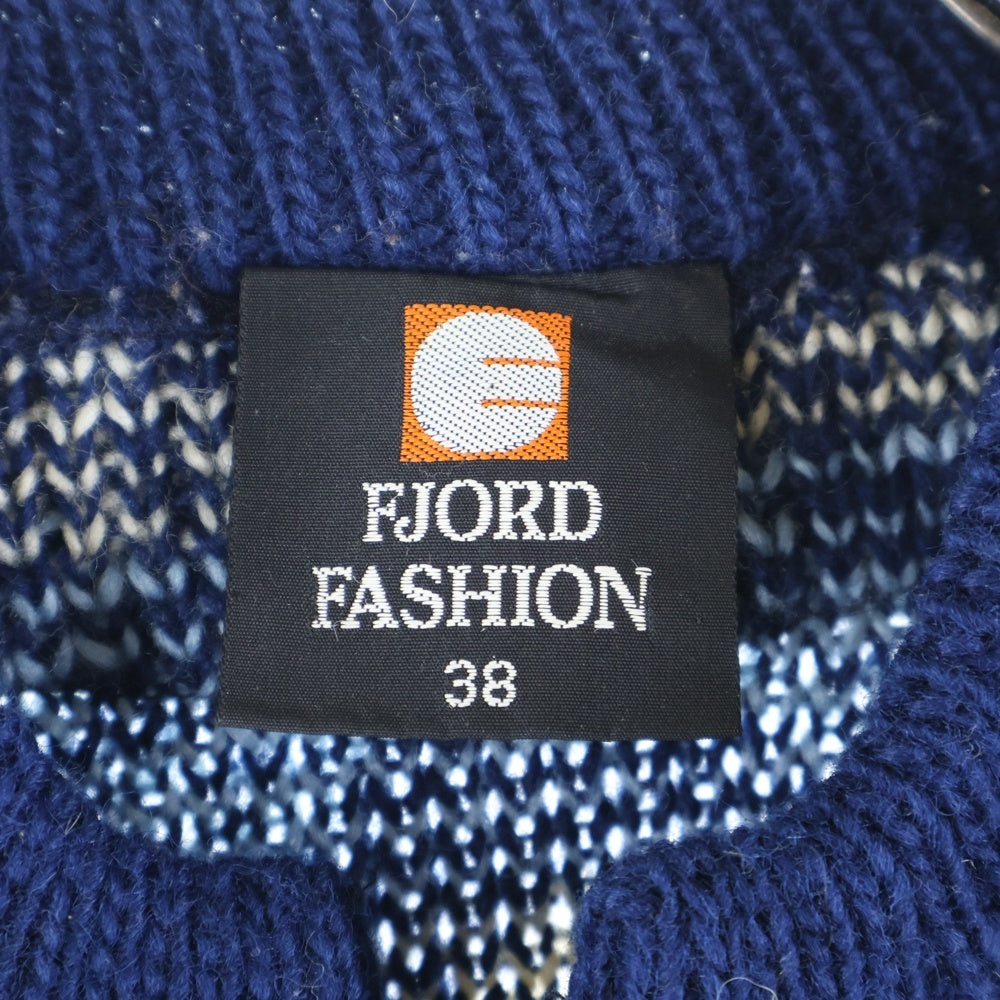 NO BRAND(ノーブランド) フィヨルドファッション 総柄 チロリアンニット カーディガン ブルー