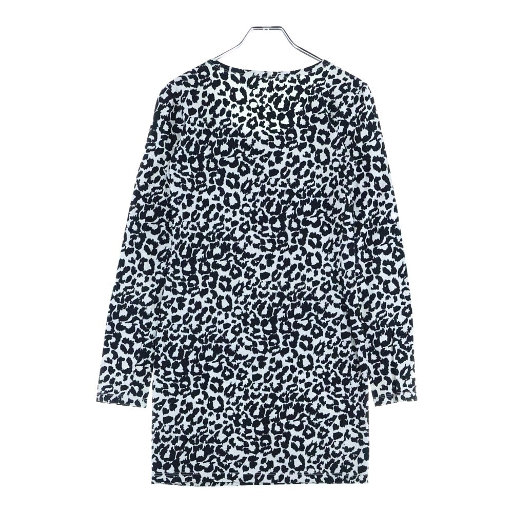 H&M(エイチアンドエム) レオパード総柄プリント クルーネック ロングスリーブ 長袖Tシャツ カットソー ホワイト/ブラック レディース