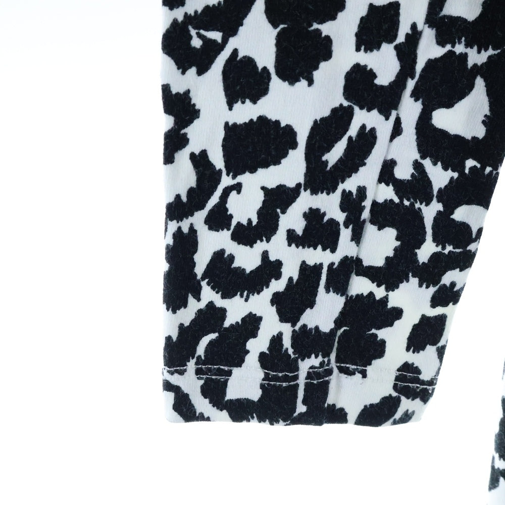 H&M(エイチアンドエム) レオパード総柄プリント クルーネック ロングスリーブ 長袖Tシャツ カットソー ホワイト/ブラック レディース