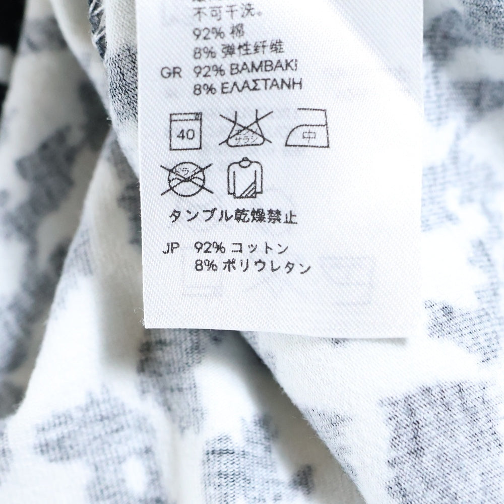 H&M(エイチアンドエム) レオパード総柄プリント クルーネック ロングスリーブ 長袖Tシャツ カットソー ホワイト/ブラック レディース