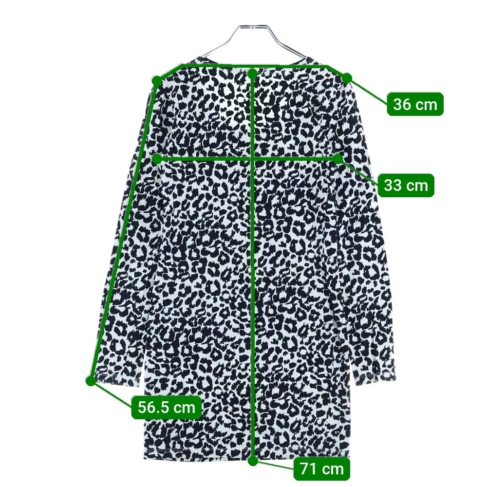 H&M(エイチアンドエム) レオパード総柄プリント クルーネック ロングスリーブ 長袖Tシャツ カットソー ホワイト/ブラック レディース
