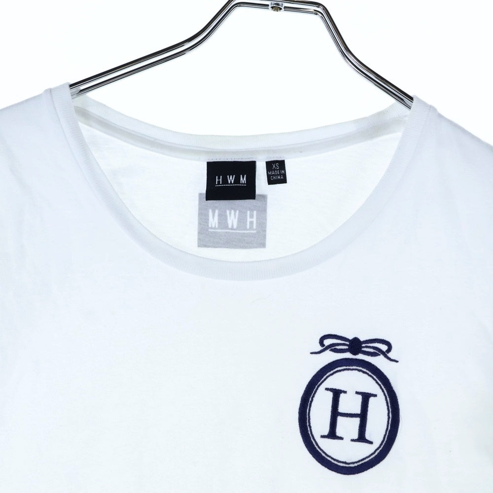 HOLLYWOODMADE(ハリウッドメイド) Hロゴ刺繍 クルーネック 半袖Tシャツ カットソー ホワイト