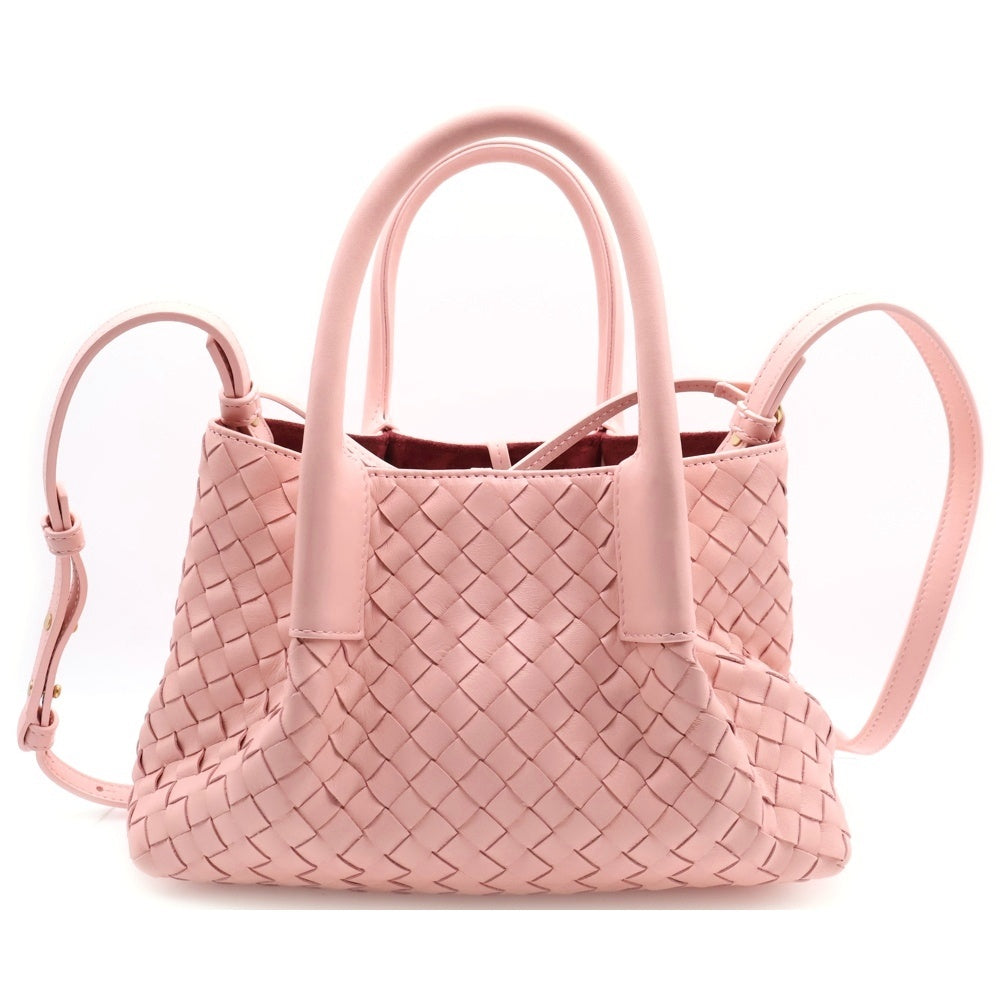 BOTTEGA VENETA(ボッテガヴェネタ) イントレチャート スモール ピナコテーカ 2WAY ポーチ付 レザーハンドバッグ ショルダーバッグ ピンク レディース 819004V5AG11206