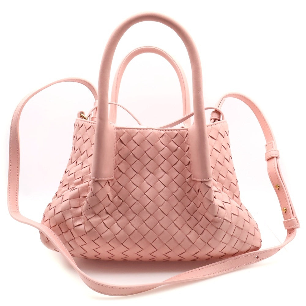 BOTTEGA VENETA(ボッテガヴェネタ) イントレチャート スモール ピナコテーカ 2WAY ポーチ付 レザーハンドバッグ ショルダーバッグ ピンク レディース 819004V5AG11206