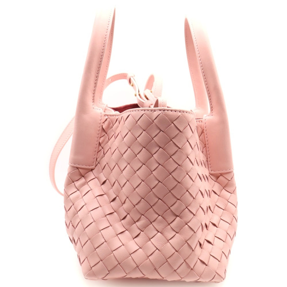 BOTTEGA VENETA(ボッテガヴェネタ) イントレチャート スモール ピナコテーカ 2WAY ポーチ付 レザーハンドバッグ ショルダーバッグ ピンク レディース 819004V5AG11206