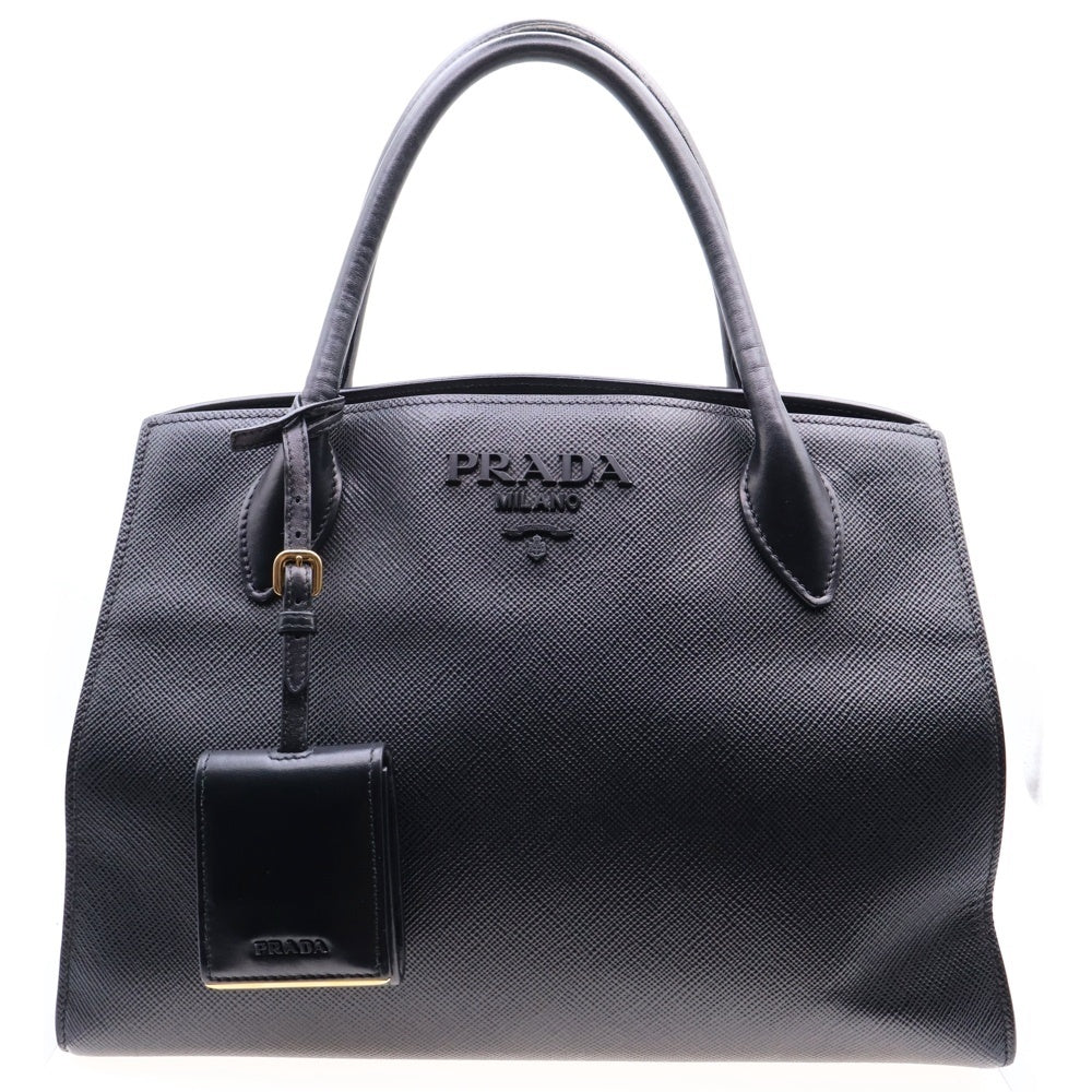 PRADA(プラダ) モノクローム 2way ショルダーバッグ サフィアノ ブラック レザー 1BA156