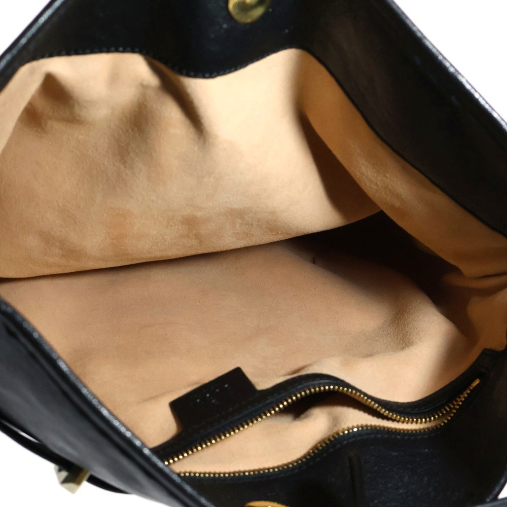 GUCCI(グッチ) ホースビット1955 ドローストリング レザー ショルダーバッグ ゴールド金具 ブラック 602089