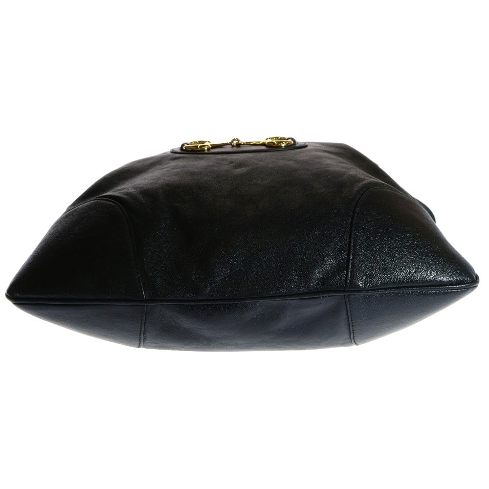 GUCCI(グッチ) ホースビット1955 ドローストリング レザー ショルダーバッグ ゴールド金具 ブラック 602089