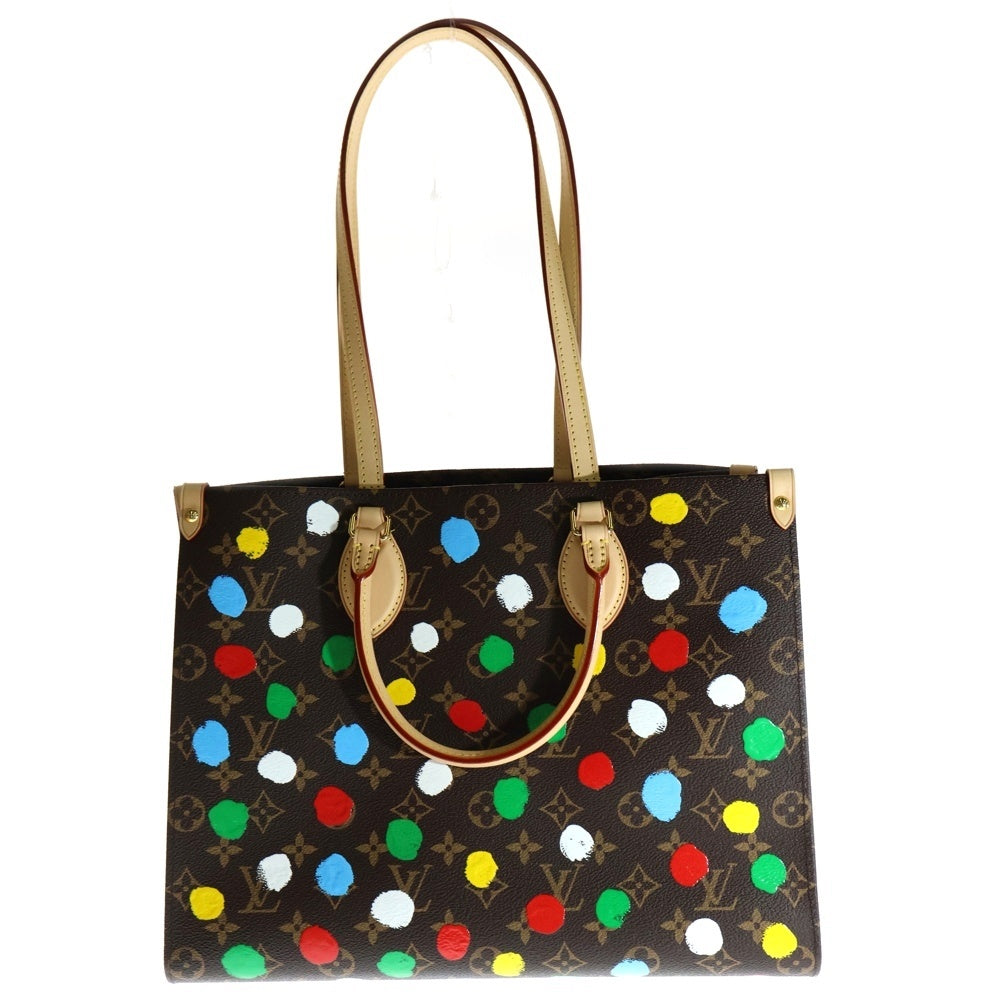 LOUIS VUITTON(ルイヴィトン) LV×YK モノグラム ペインティッド ドット オンザゴーMM 草間彌生 ICタイプ M46379 ブラウン マルチカラー PVC ハンドバッグ トートバッグ