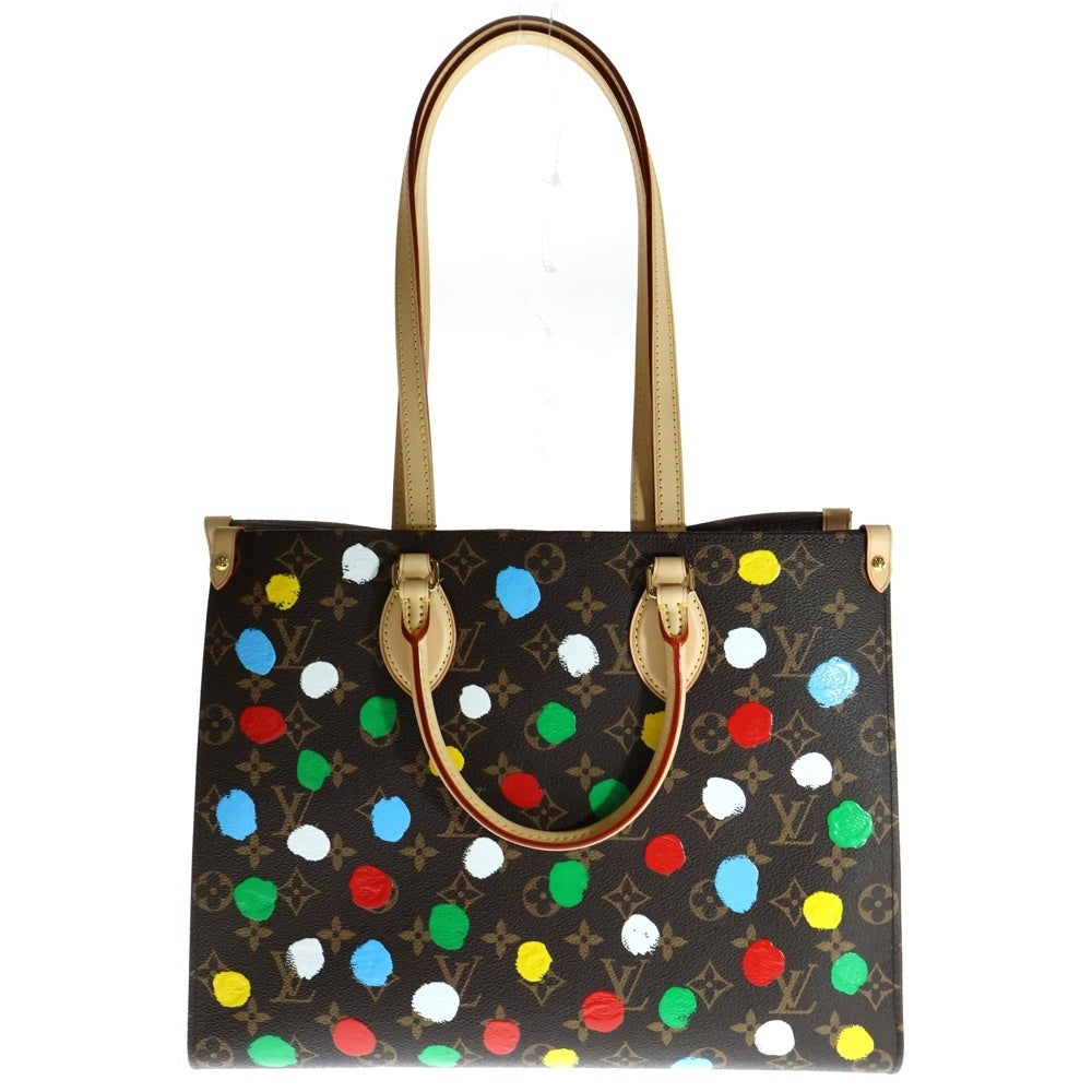 LOUIS VUITTON(ルイヴィトン) LV×YK モノグラム ペインティッド ドット オンザゴーMM 草間彌生 ICタイプ M46379 ブラウン マルチカラー PVC ハンドバッグ トートバッグ