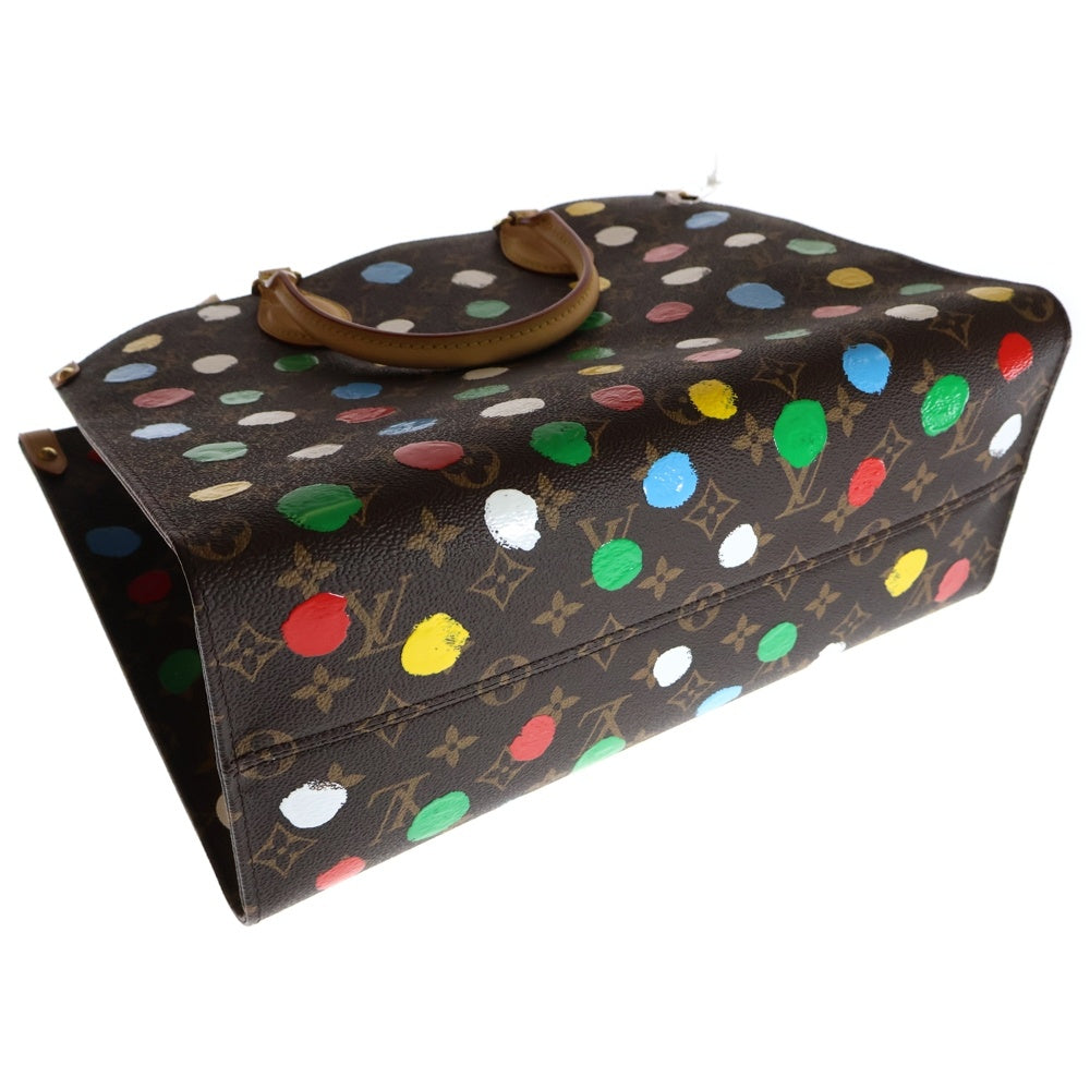 LOUIS VUITTON(ルイヴィトン) LV×YK モノグラム ペインティッド ドット オンザゴーMM 草間彌生 ICタイプ M46379 ブラウン マルチカラー PVC ハンドバッグ トートバッグ