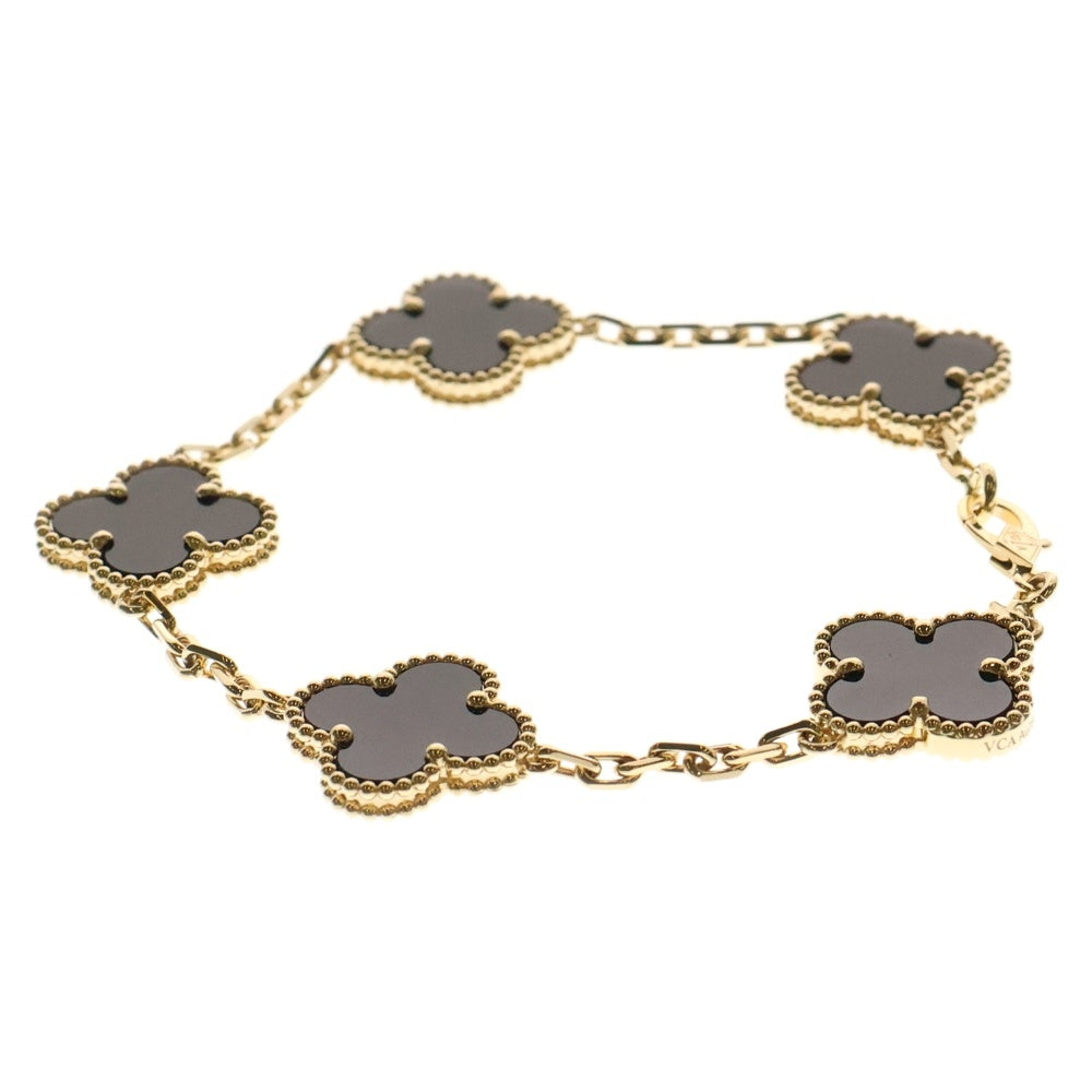Van Cleef & Arpels(ヴァンクリーフアンドアーペル) ヴィンテージ アルハンブラ ブレスレット 5モチーフ オニキス Au750 YG イエローゴールド VCARA41300 ジュエリー アクセサリー