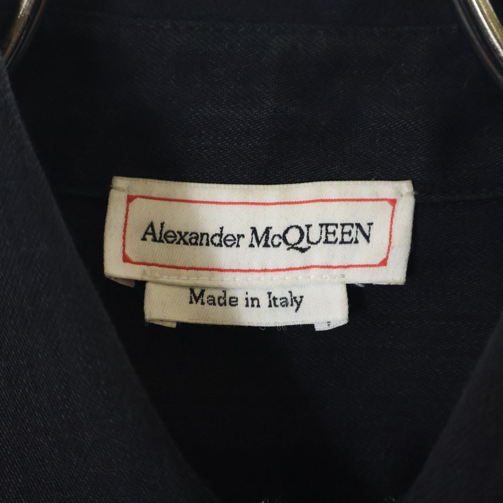 Alexander McQueen(アレキサンダーマックイーン) パンチング デニム シャツ ブラック コットン サイズ44 メンズ