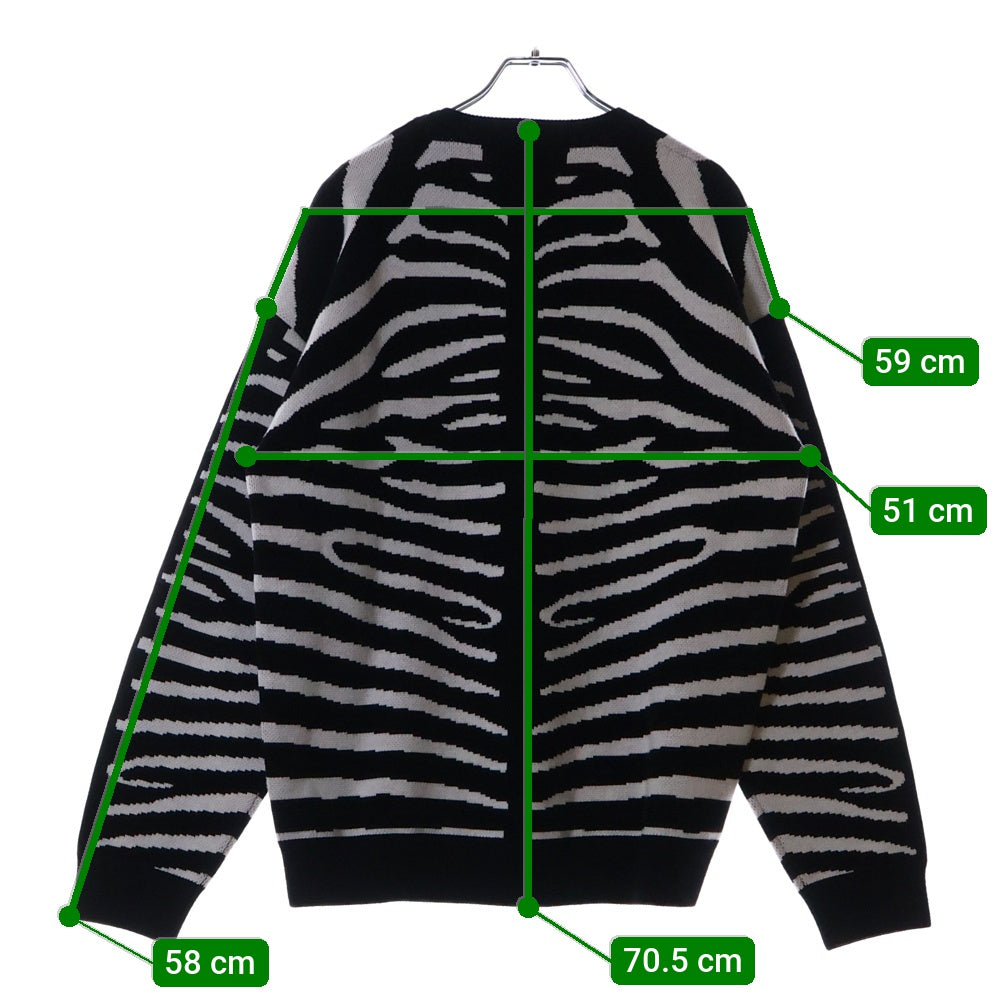 BURBERRY(バーバリー) ゼブラ総柄 ロゴ ジャガード ウール ニット セーター ブラック/ホワイト 8029410