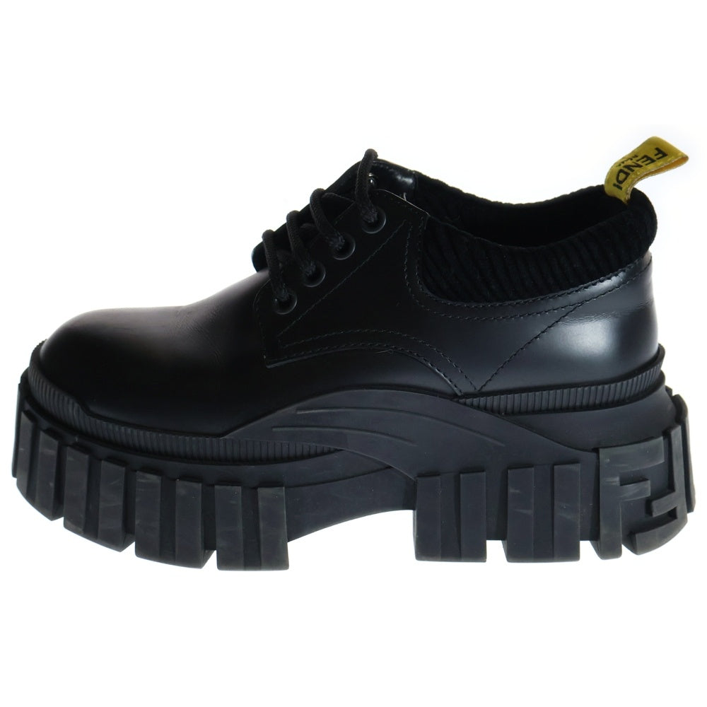 FENDI(フェンディ) FFロゴ FORCE フォース プラットフォーム レザーシューズ 革靴 ブラック レディース 1395