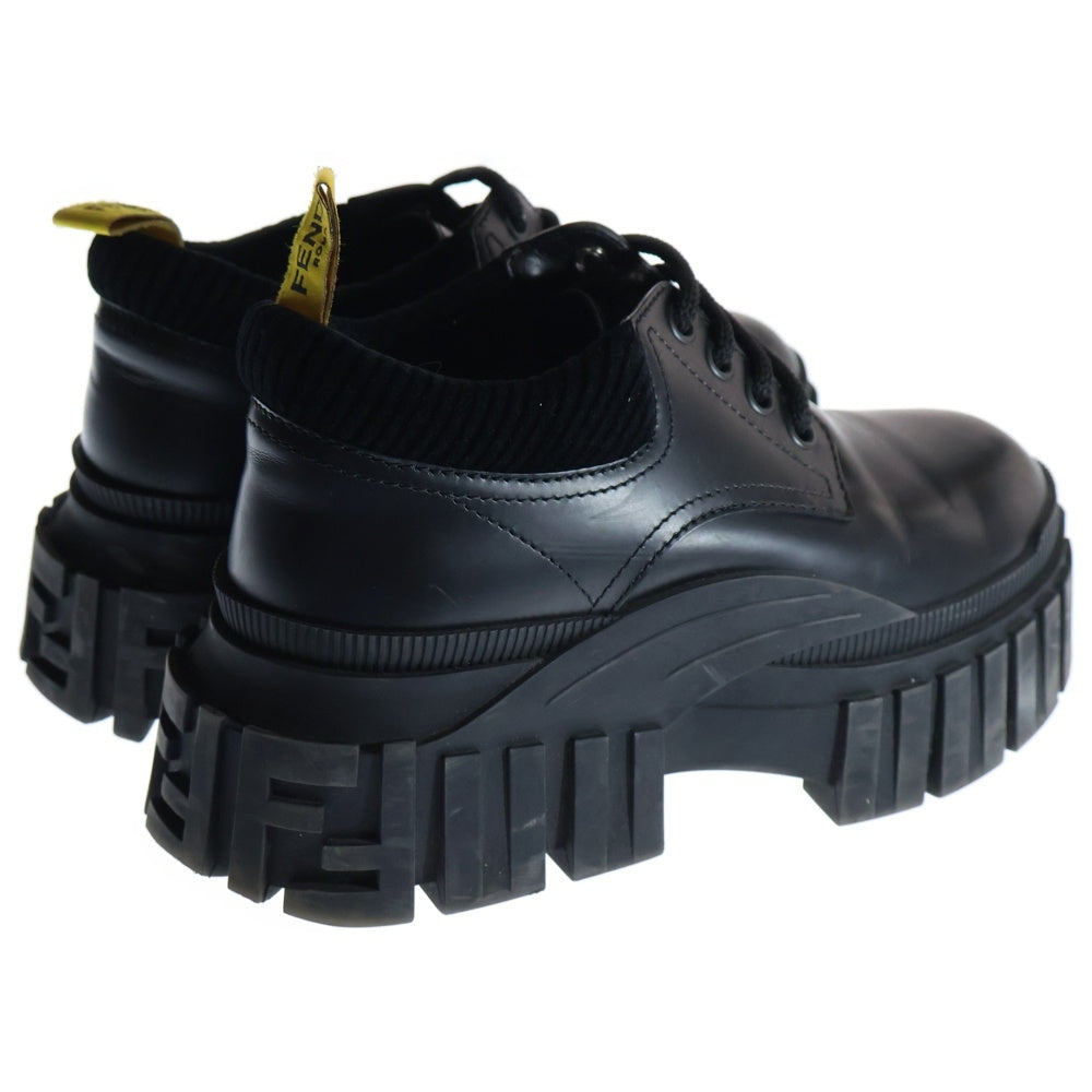 FENDI(フェンディ) FFロゴ FORCE フォース プラットフォーム レザーシューズ 革靴 ブラック レディース 1395