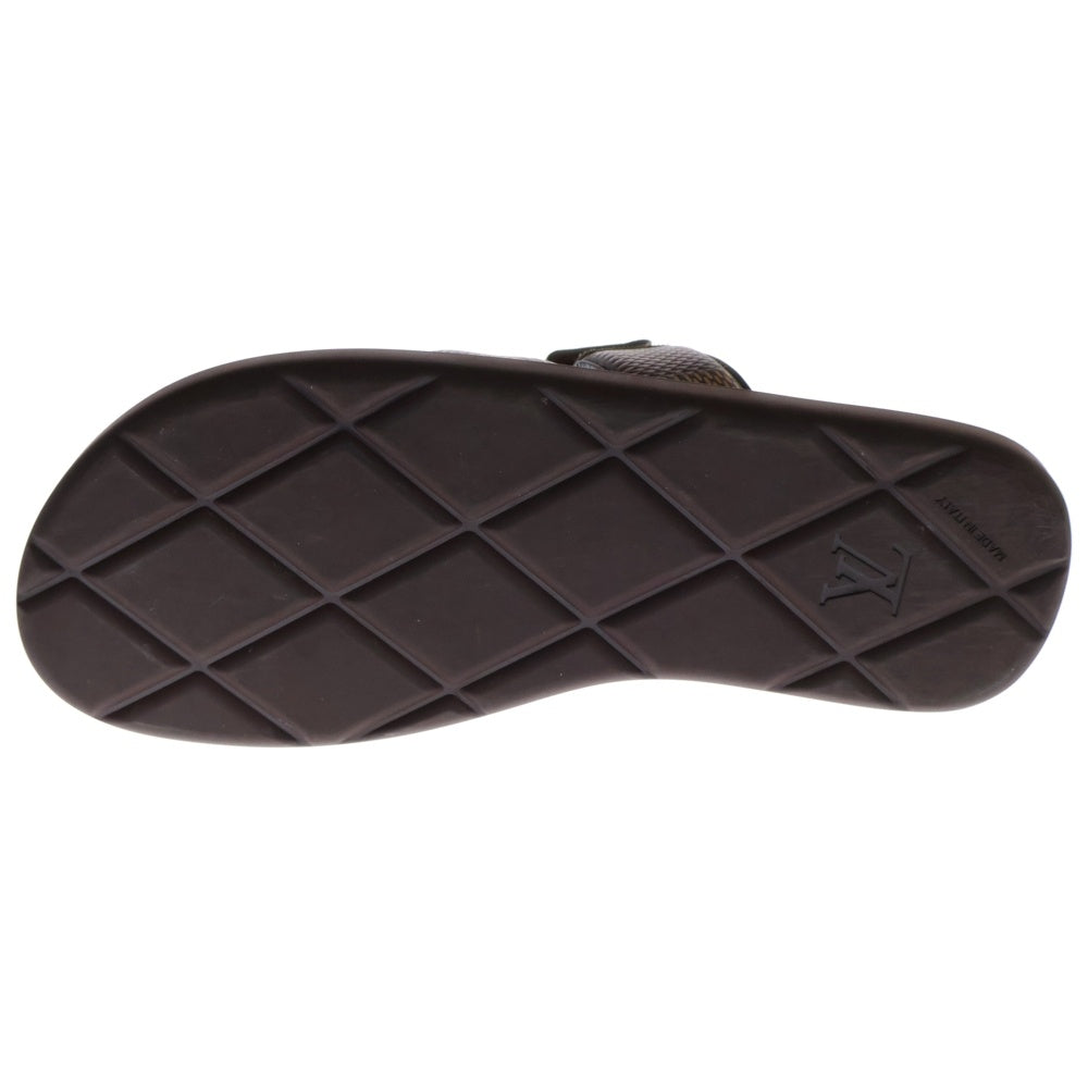 LOUIS VUITTON(ルイヴィトン) LVヴェニスライン ダミエ レザー クロス ベルクロ フラットサンダル ブラウン 1ACRJB