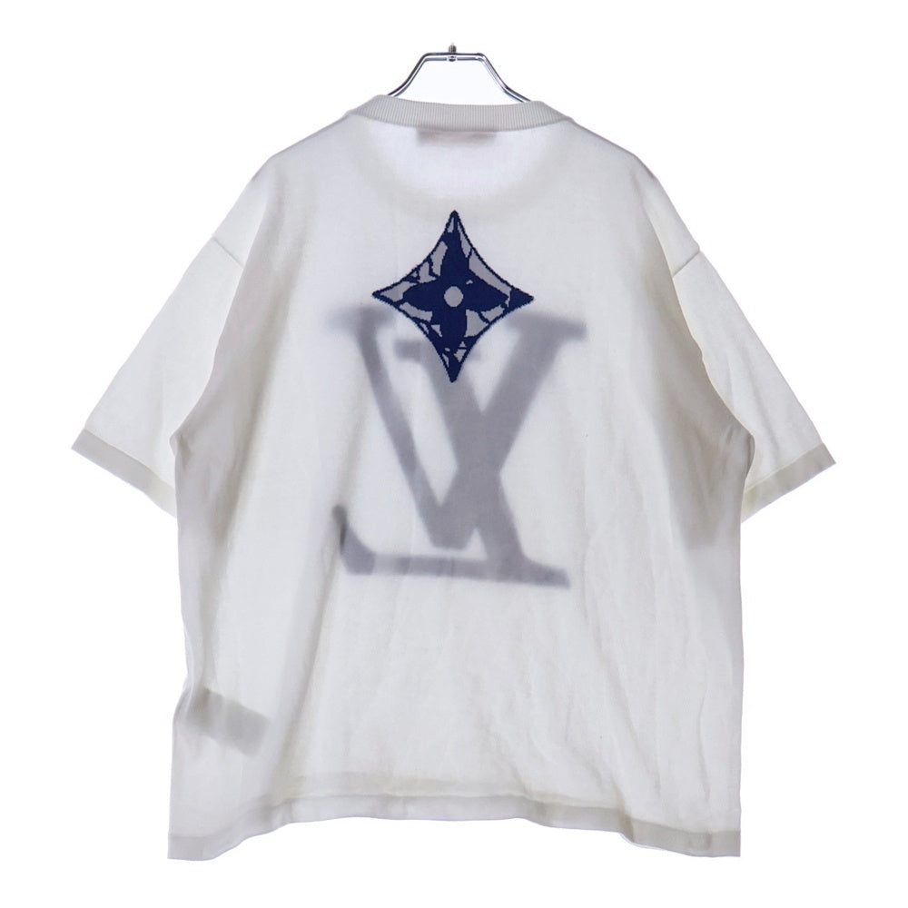 LOUIS VUITTON(ルイヴィトン) 24SS LV SKI スキー ロゴ ジャガード 半袖 コットン ニット セーター ホワイト/ブルー RM241M AUR HQN13W
