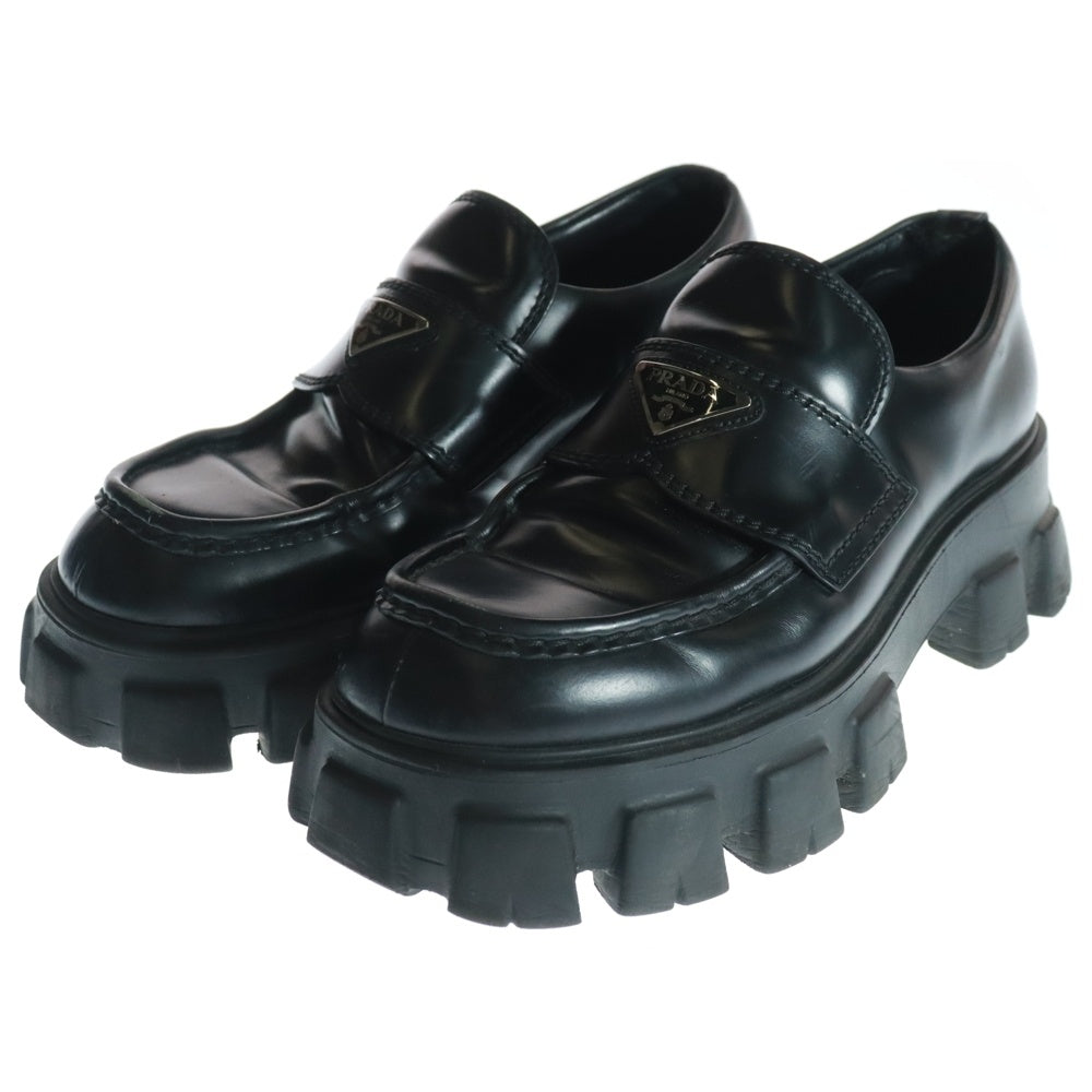 PRADA(プラダ) MONOLITH トライアングルプレート ロゴ モノリス ローファー ローカットシューズ ブラック 2DE129 三角ロゴ