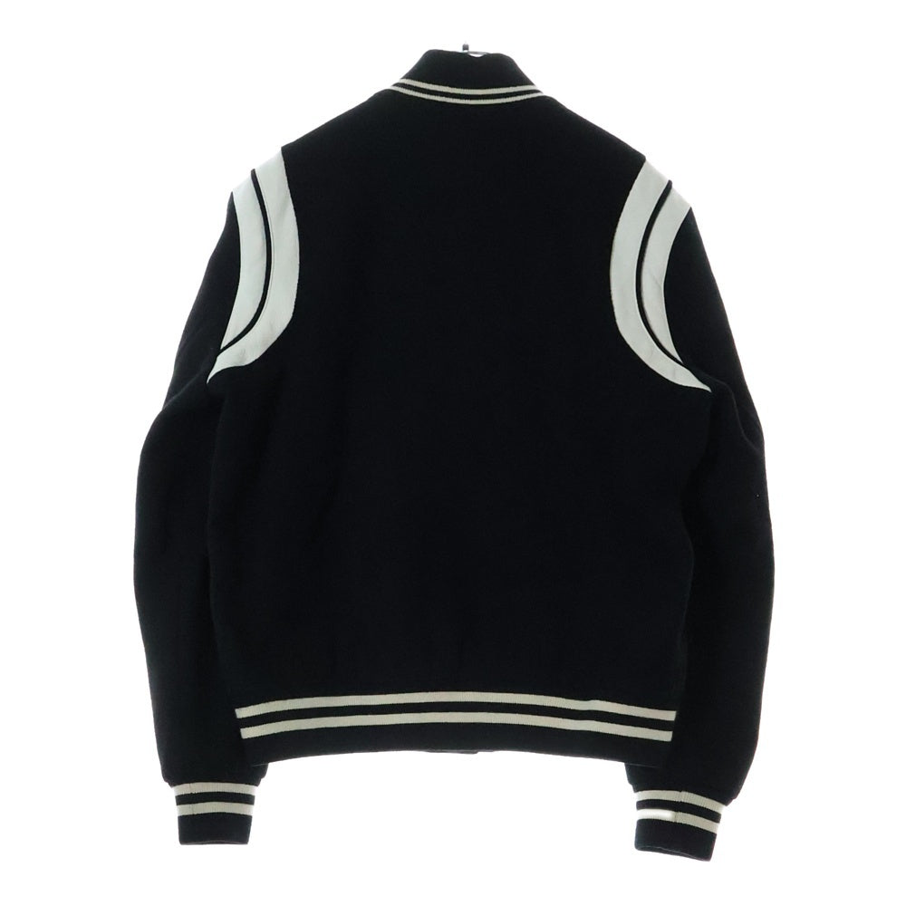SAINT LAURENT PARIS(サンローランパリ) TEDDY JACKET テディジャケット レザートリムウールスタジアムジャンパー ブラック 354718 Y180W