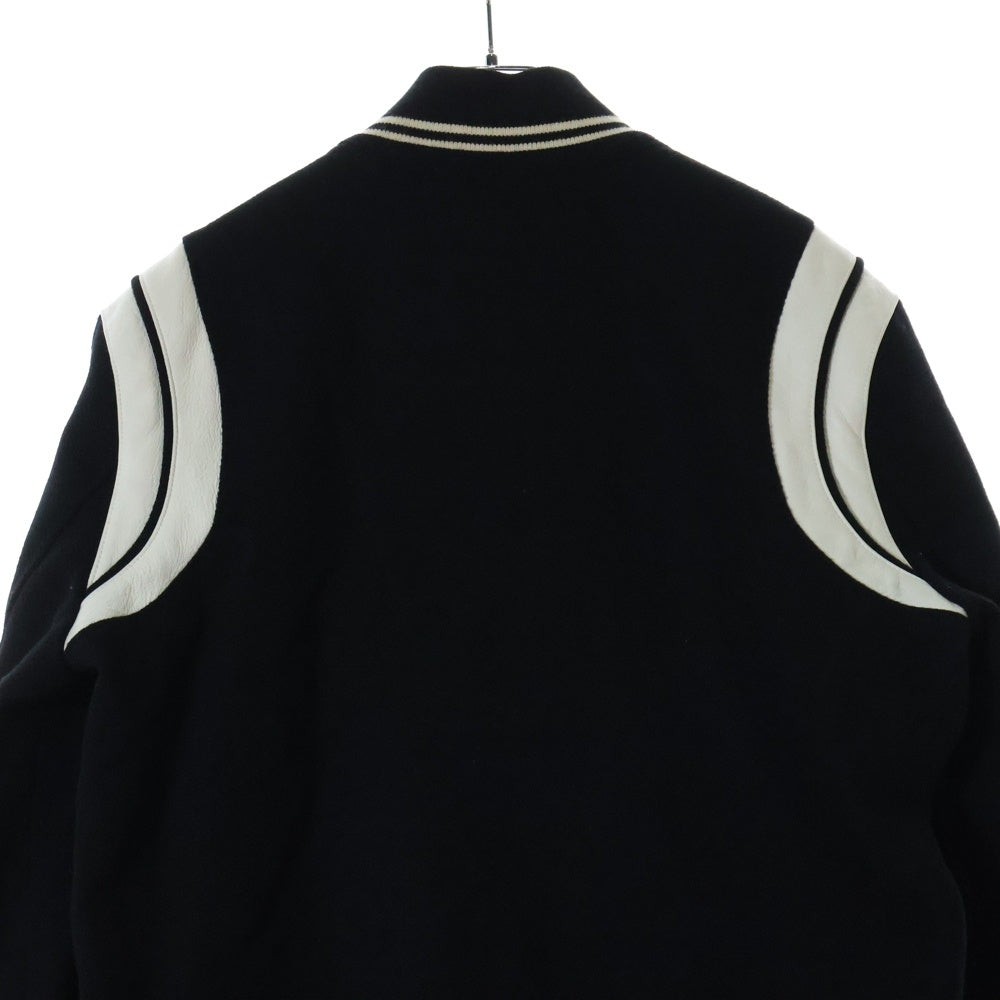 SAINT LAURENT PARIS(サンローランパリ) TEDDY JACKET テディジャケット レザートリムウールスタジアムジャンパー ブラック 354718 Y180W