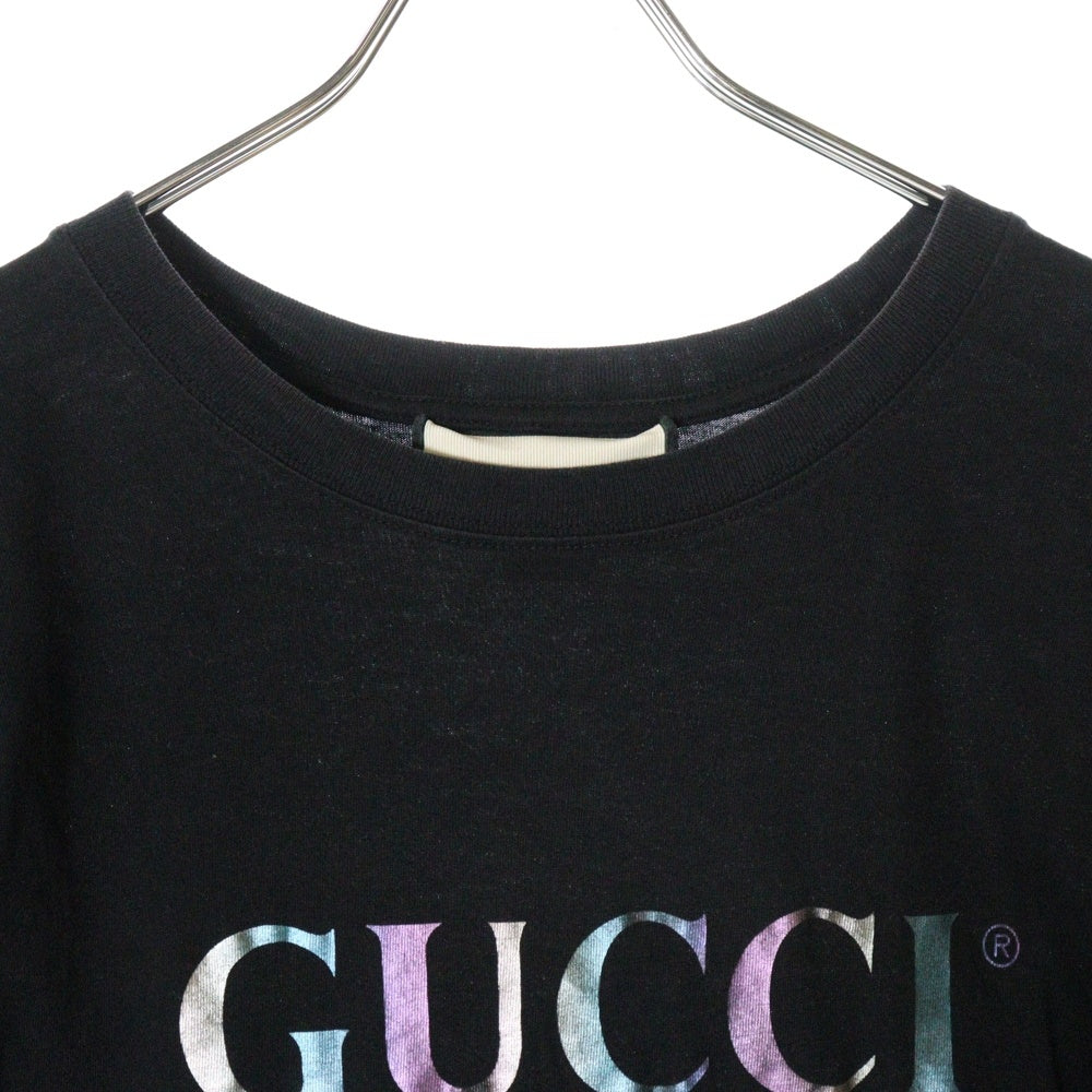 GUCCI(グッチ) GG フロントロゴプリント クルーネック 半袖Tシャツ カットソー ブラック 548334