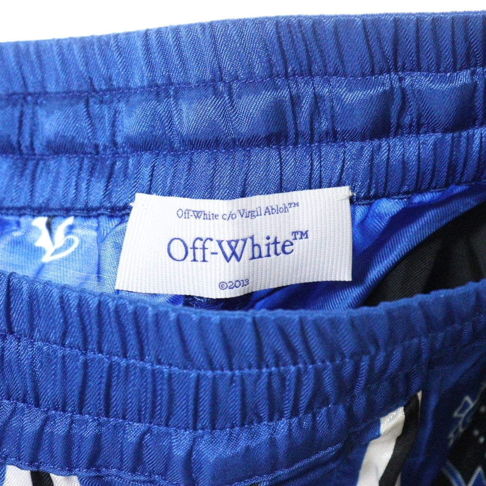 OFF-WHITE(オフホワイト) バンダナ ペイズリー総柄 ビスコース ショート ハーフパンツ ショーツ ブルー