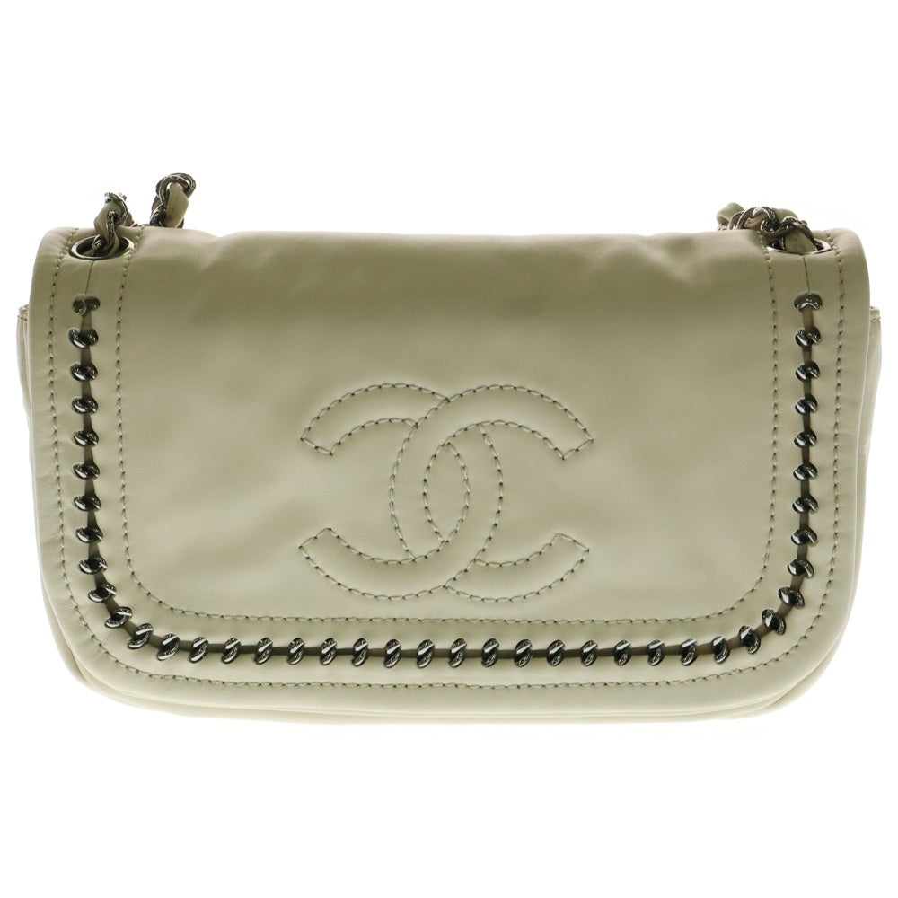 CHANEL(シャネル) ココマーク ラグジュアリーライン レザーチェーンハンドバッグ ベージュ レディース
