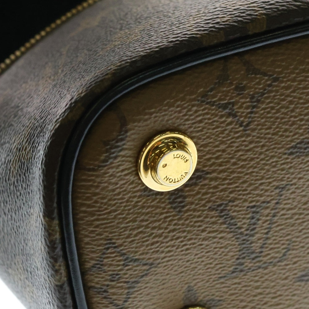 LOUIS VUITTON(ルイヴィトン) モノグラムリバース ヴァニティNV チェーンショルダーバッグ メイクポーチ ミニバッグ ブラウン×ブラック ゴールド金具 レザー×PVC M45165