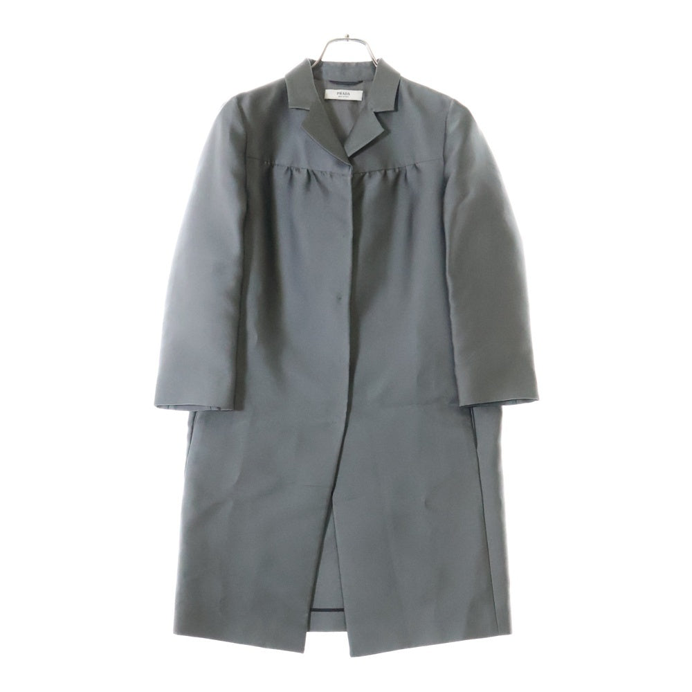 PRADA(プラダ) ギャザーデザイン ポリエステルロングコート グレー レディース APD1 2009 50B4