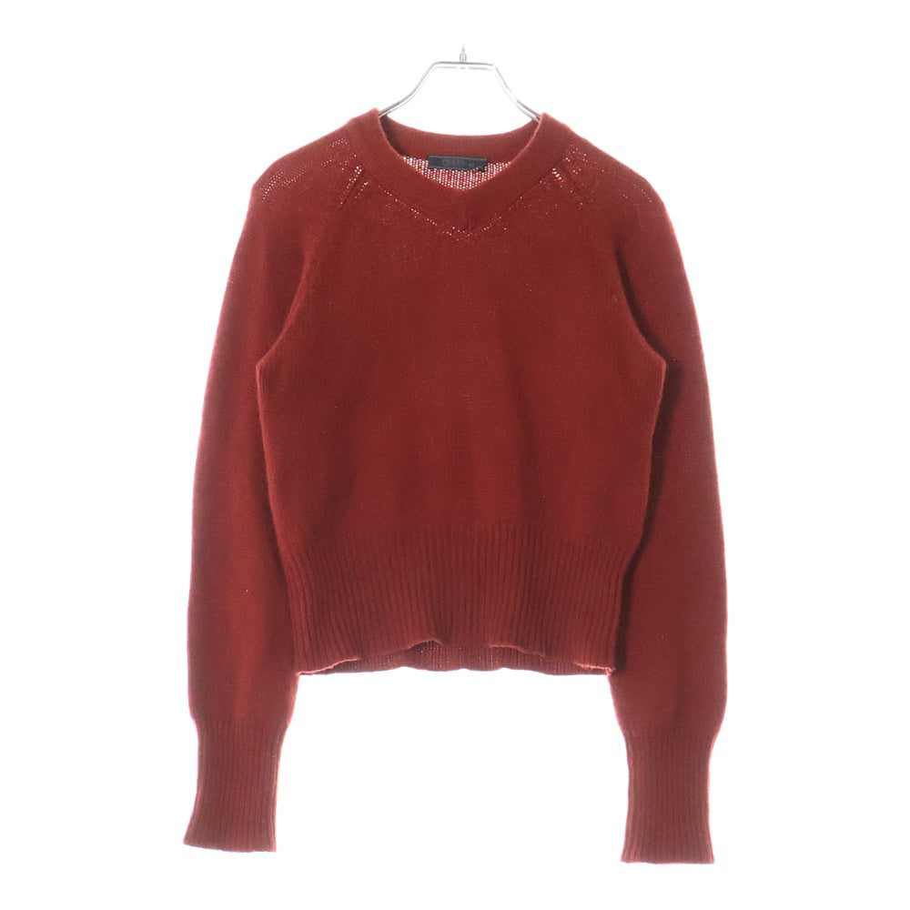 PRADA(プラダ) V-neck Cashmere L/S Knit Vネックカシミヤ長袖セーター ワインレッド レディース