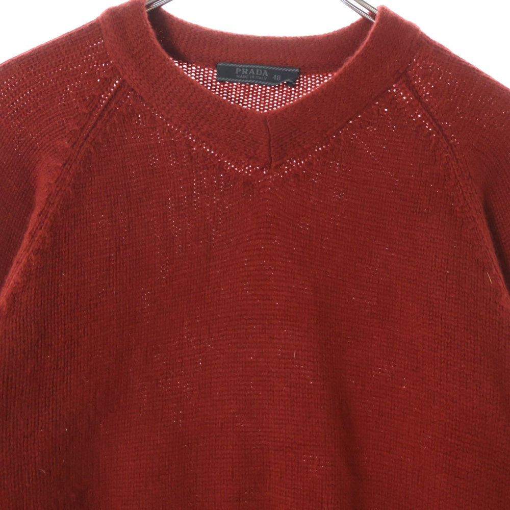 PRADA(プラダ) V-neck Cashmere L/S Knit Vネックカシミヤ長袖セーター ワインレッド レディース