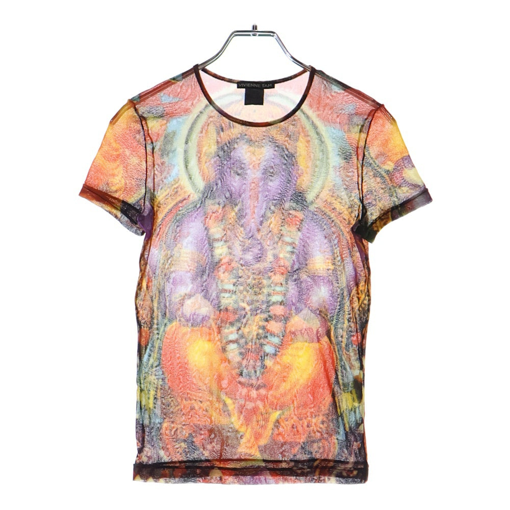 VIVIENNE TAM(ヴィヴィアンタム) ガネーシャプリント セカンドスキン パワーネットシアー半袖Tシャツ マルチ