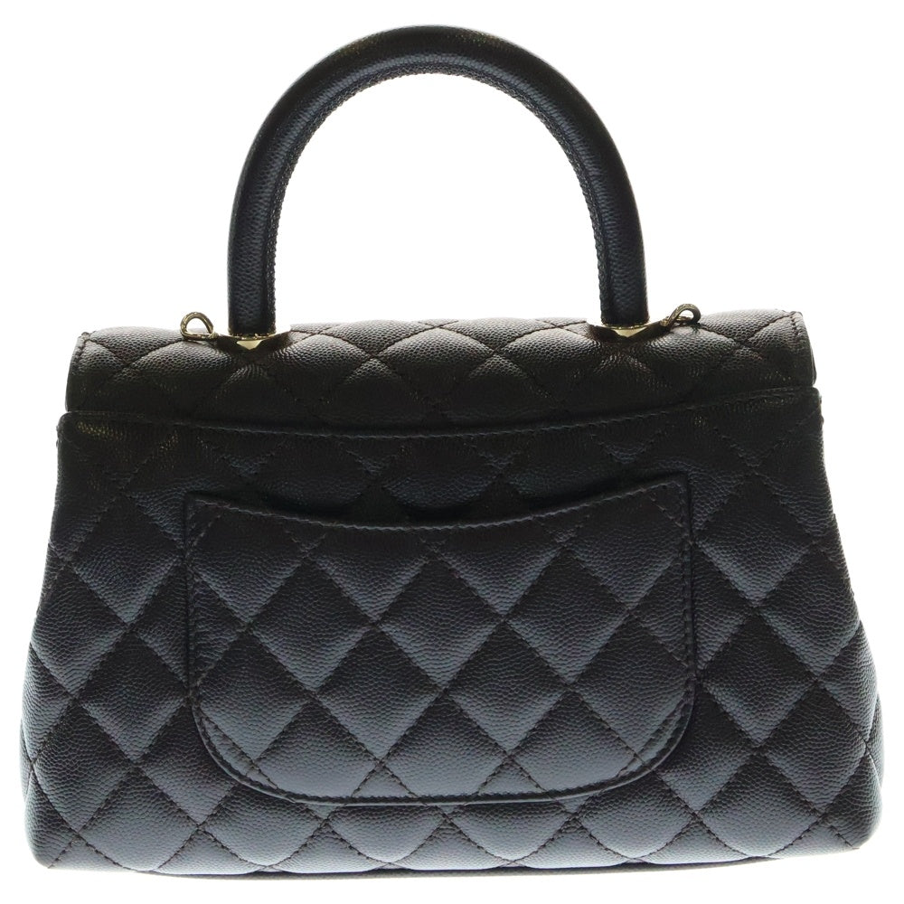 CHANEL(シャネル) ココハンドルXS 2WAYバッグ ハンドバッグ ショルダーバッグ キャビアスキン パープルブラウン ゴールド金具 プレート